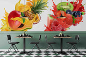 3D Tropical Fruits Burst Mixed Juice Yellow Red Wall Mural Wallpaper SWW40- Jess Art Decoration