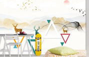 3D Abstract Mountain Forest Elk Landscape Wall Mural Wallpaper LQH 218- Jess Art Decoration