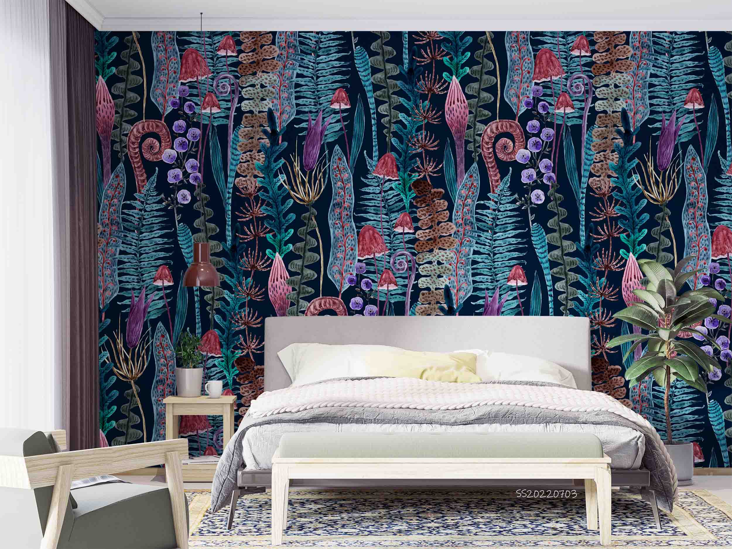 3D Vintage Abstract Plant Leaves Floral Wall Mural Wallpaper GD 1050- Jess Art Decoration
