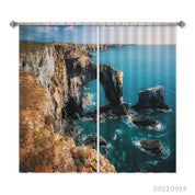 3D Mountain Sea Coast Landscape Curtains and Drapes LQH 205- Jess Art Decoration