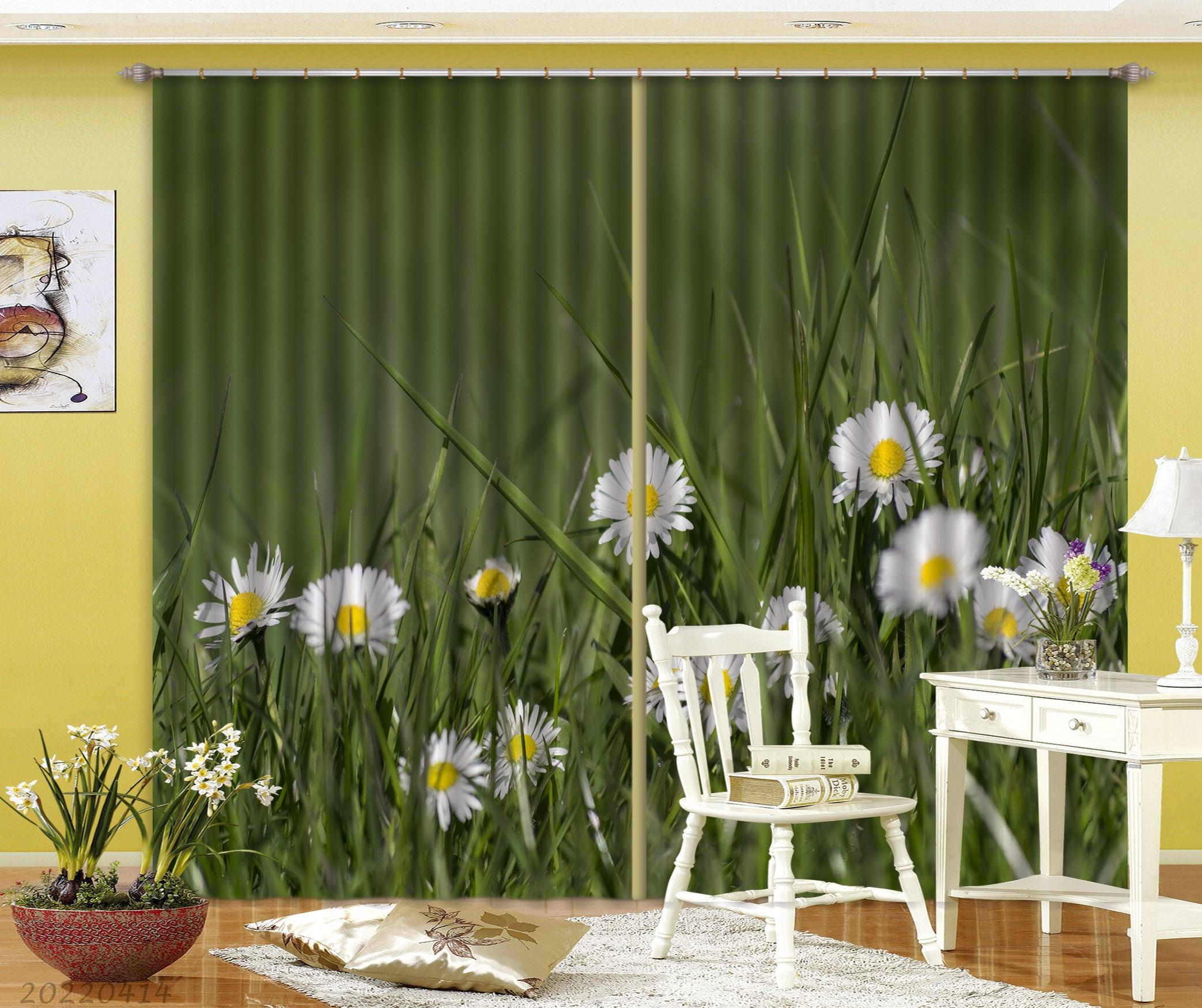 3D Landscape Nature Grass Outdoor Plant Flowers Curtains and Drapes GD 4128- Jess Art Decoration