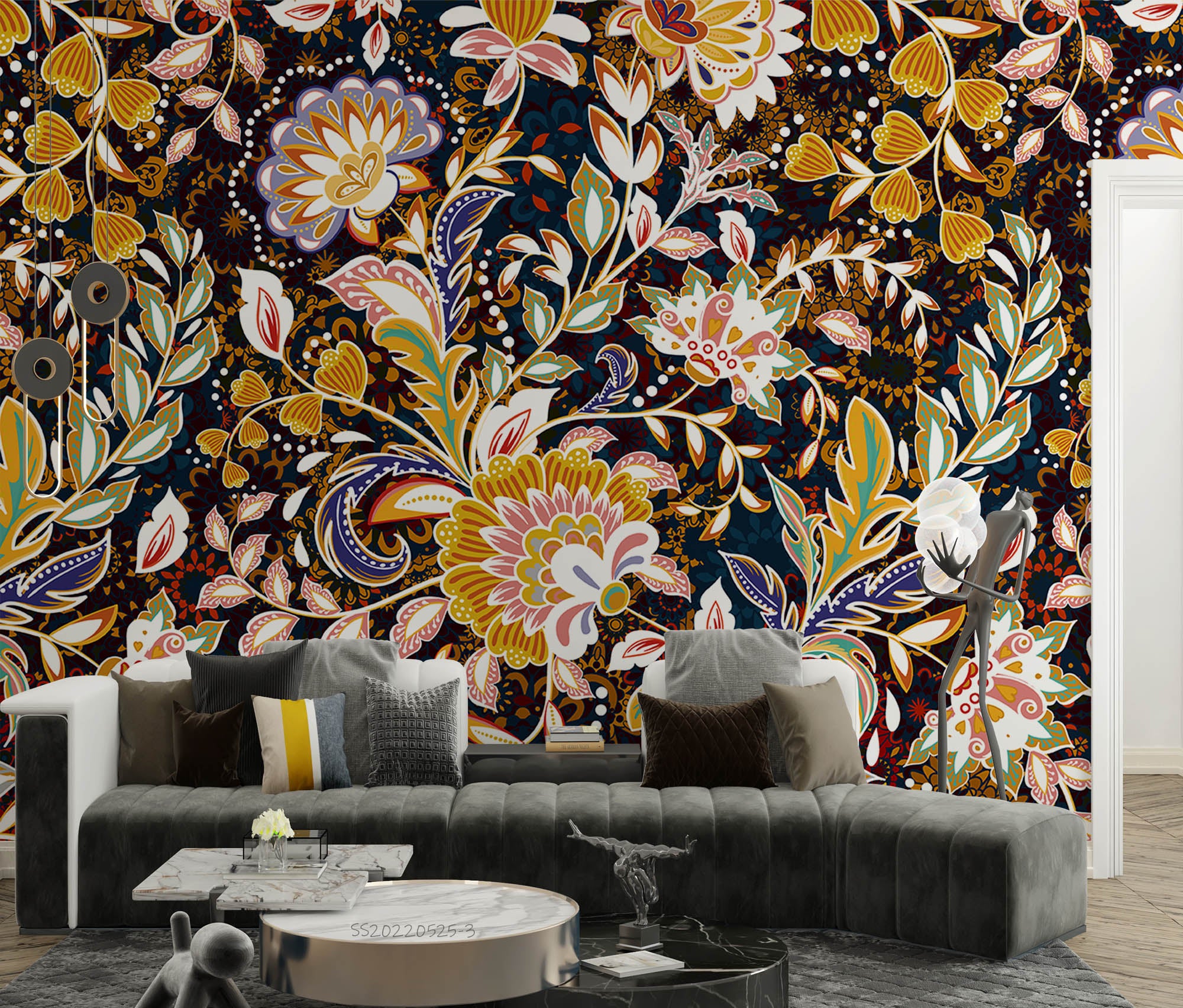 3D Vintage Colorful Floral Pattern Wall Mural Wallpaper GD 303- Jess Art Decoration