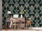 3D European Retro Floral Black Background Wall Mural Wallpaper GD 3951- Jess Art Decoration