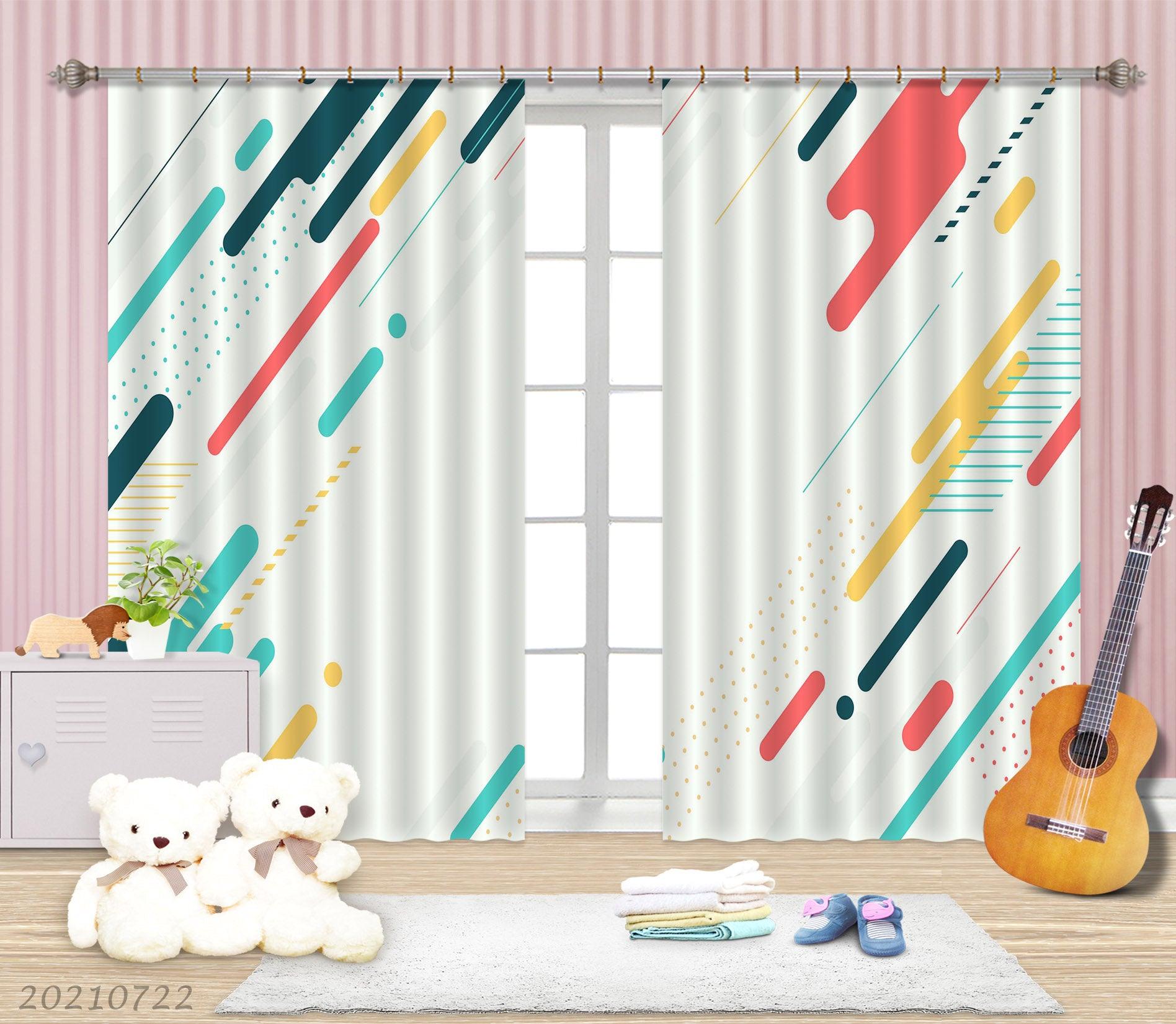 3D Abstract Color Geometry Curtains and Drapes LQH 71- Jess Art Decoration