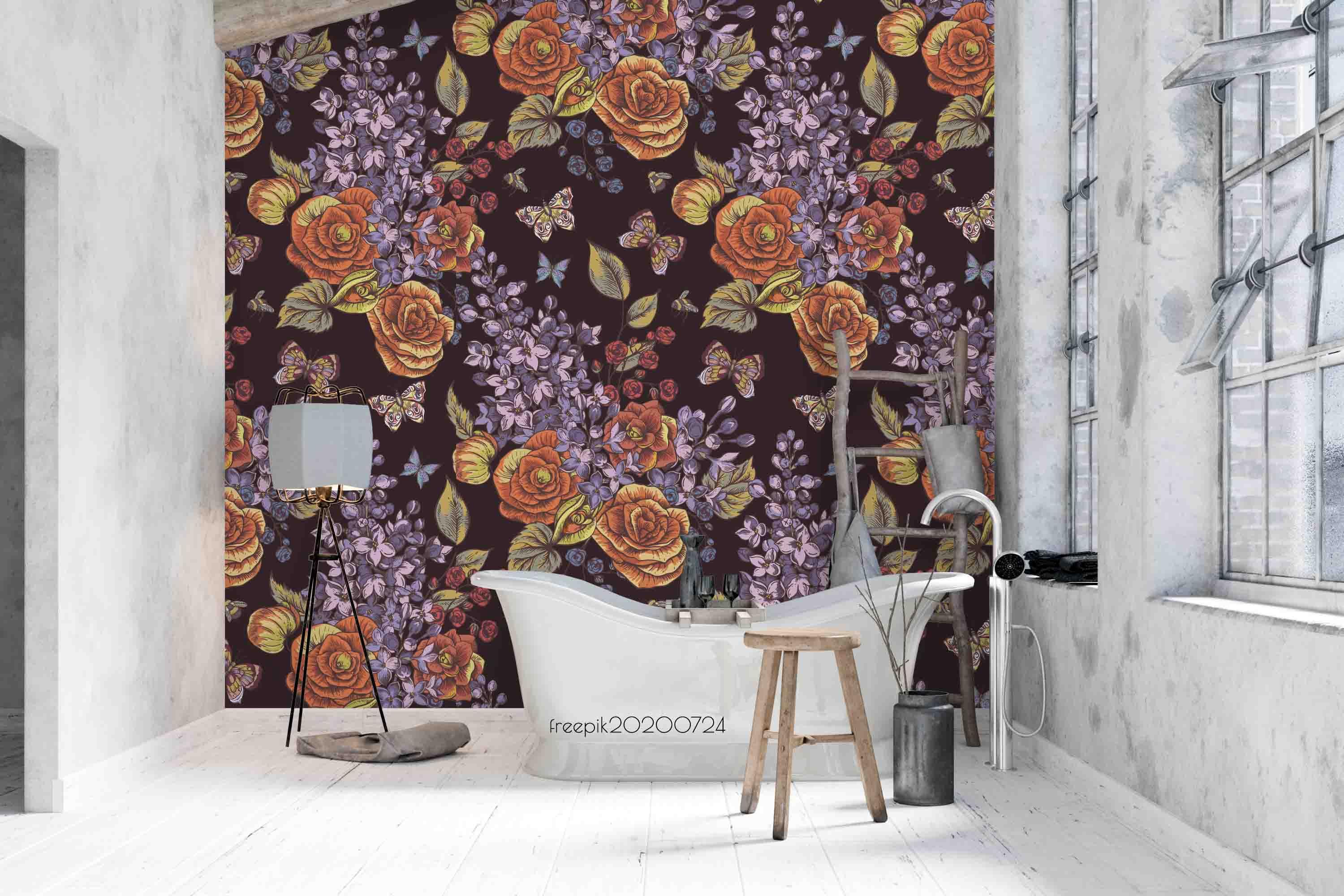 3D Vintage Hand Sketching Colorful Floral Wall Mural Wallpaper LXL 570- Jess Art Decoration