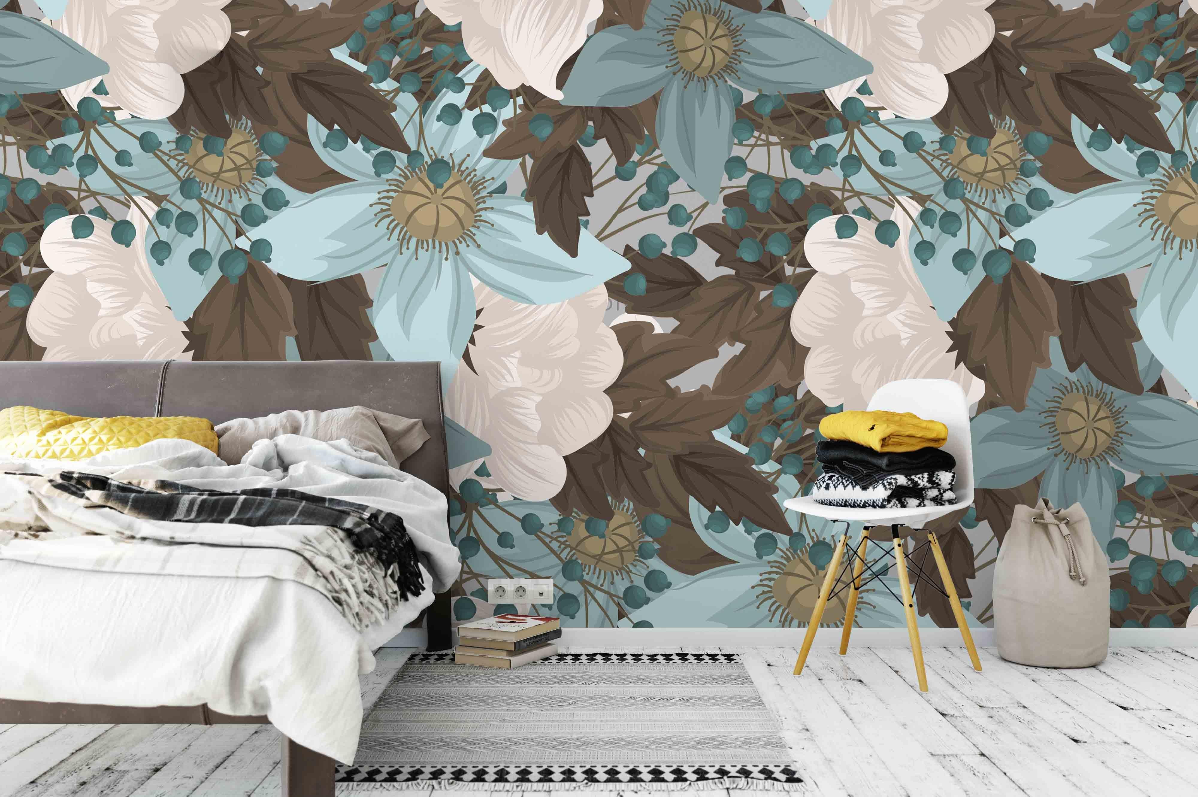 3D Blue Flowers Wall Mural Wallpaper 59- Jess Art Decoration