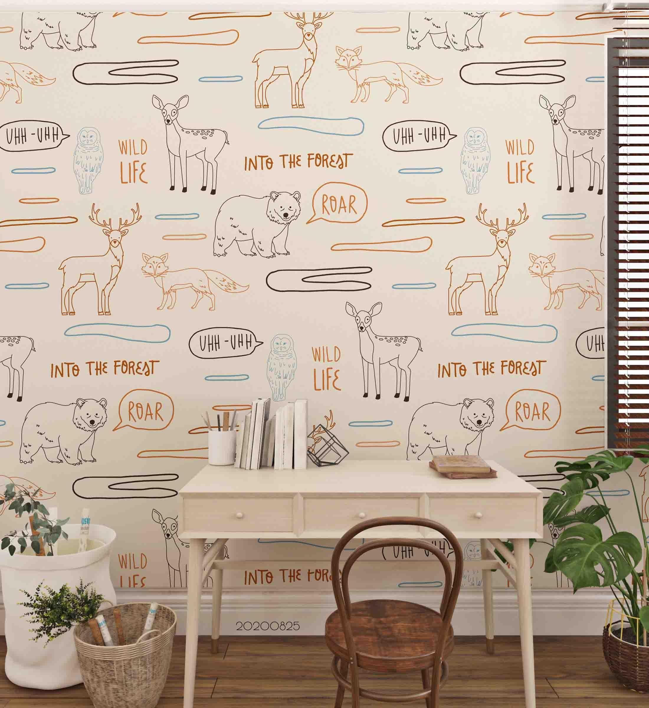 3D Hand Drawn Animal Elk Wall Mural Wallpaper LQH 58- Jess Art Decoration