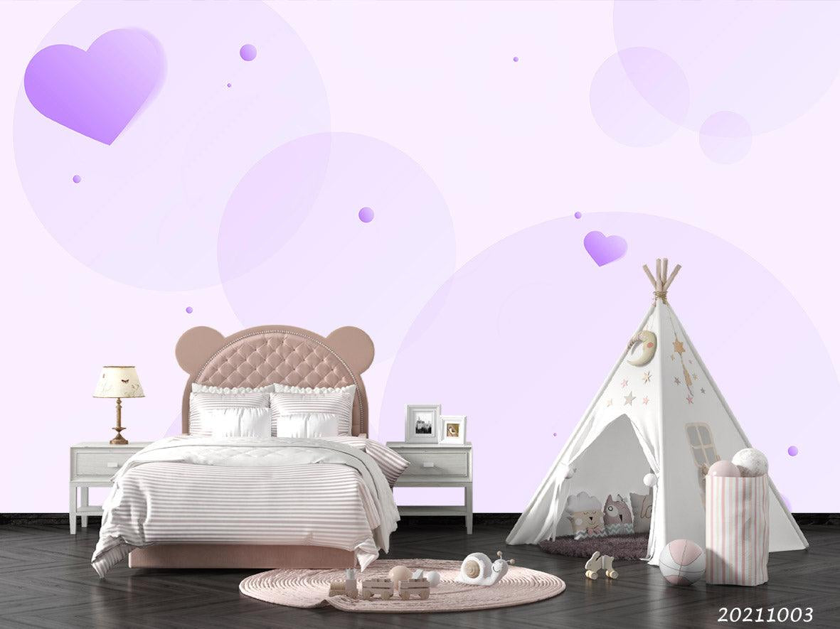 3D Hand Drawn Purple Heart Wall Mural Wallpaper LQH 445- Jess Art Decoration