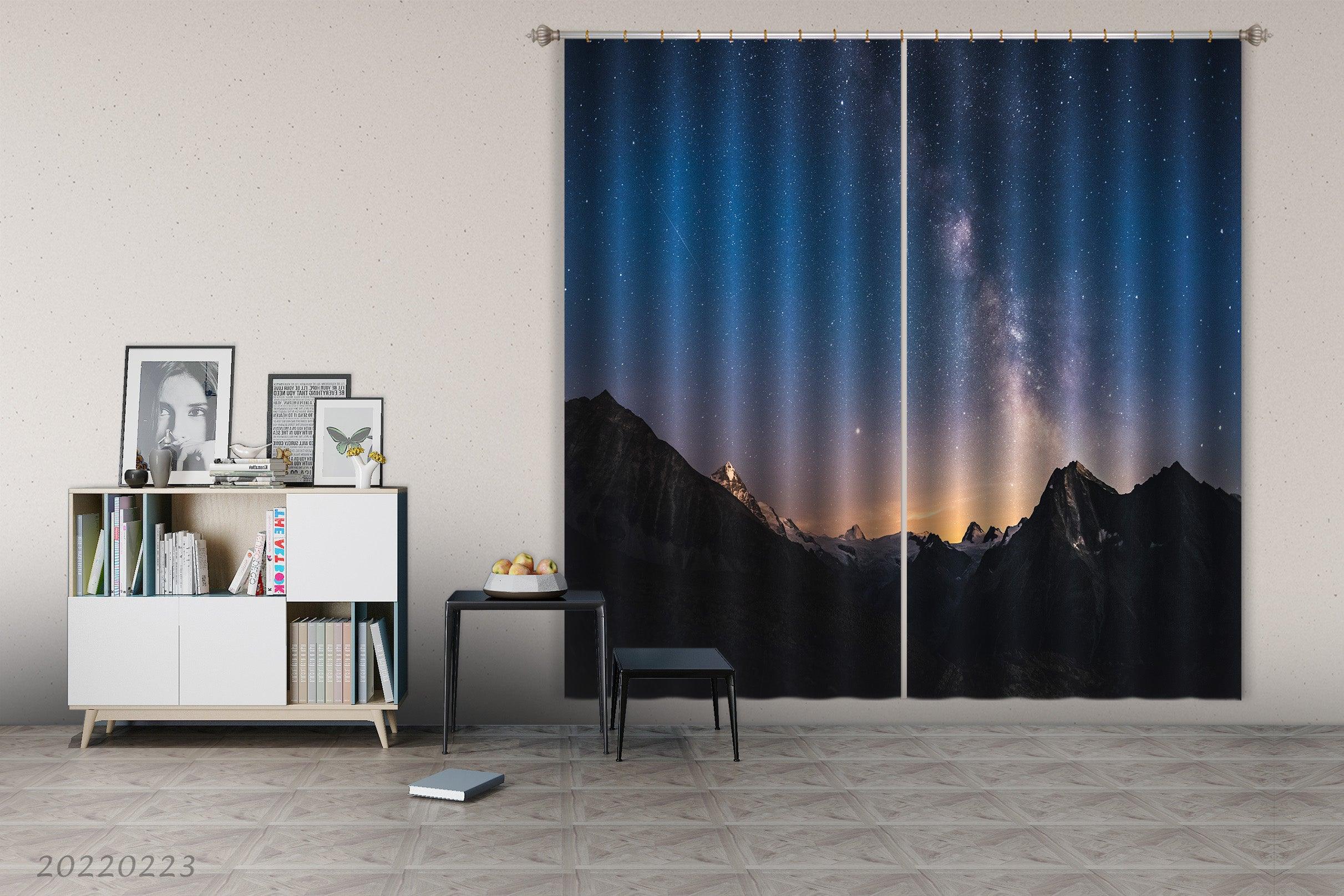 3D Landscape Peak Snow Stars Curtains and Drapes GD 2433- Jess Art Decoration
