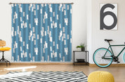3D White Texture Blue Background Curtains and Drapes GD 3147- Jess Art Decoration