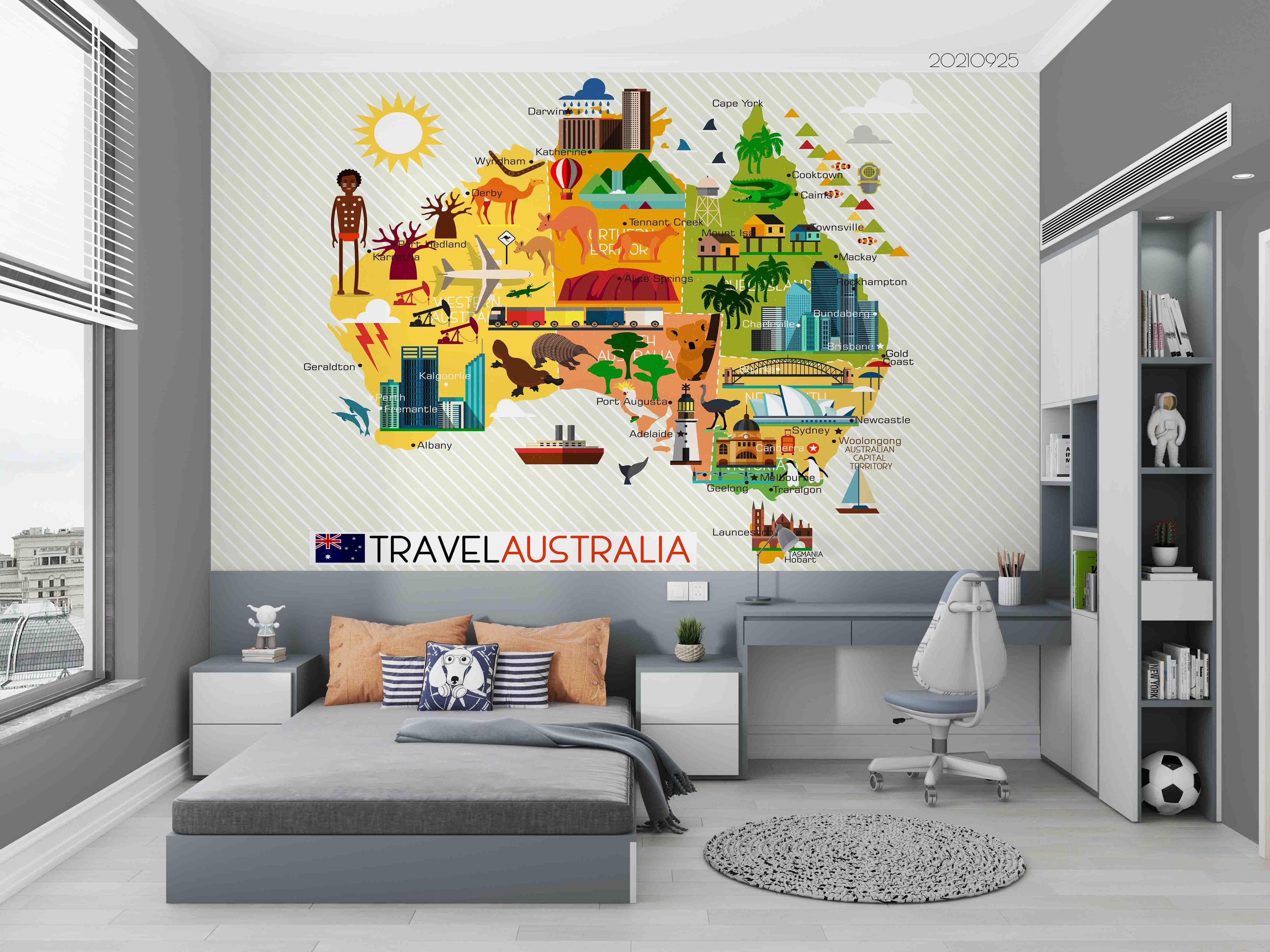 3D Iconic Building Map Wall Mural Wallpaper LQH 299- Jess Art Decoration