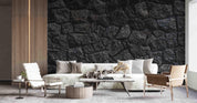 3D Black Rock Texture black stone rock texture wall mural wallpaper for dining room - view 4