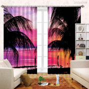 3D Sunset Sky Sea Coconut Tree Curtains and Drapes LQH 14- Jess Art Decoration
