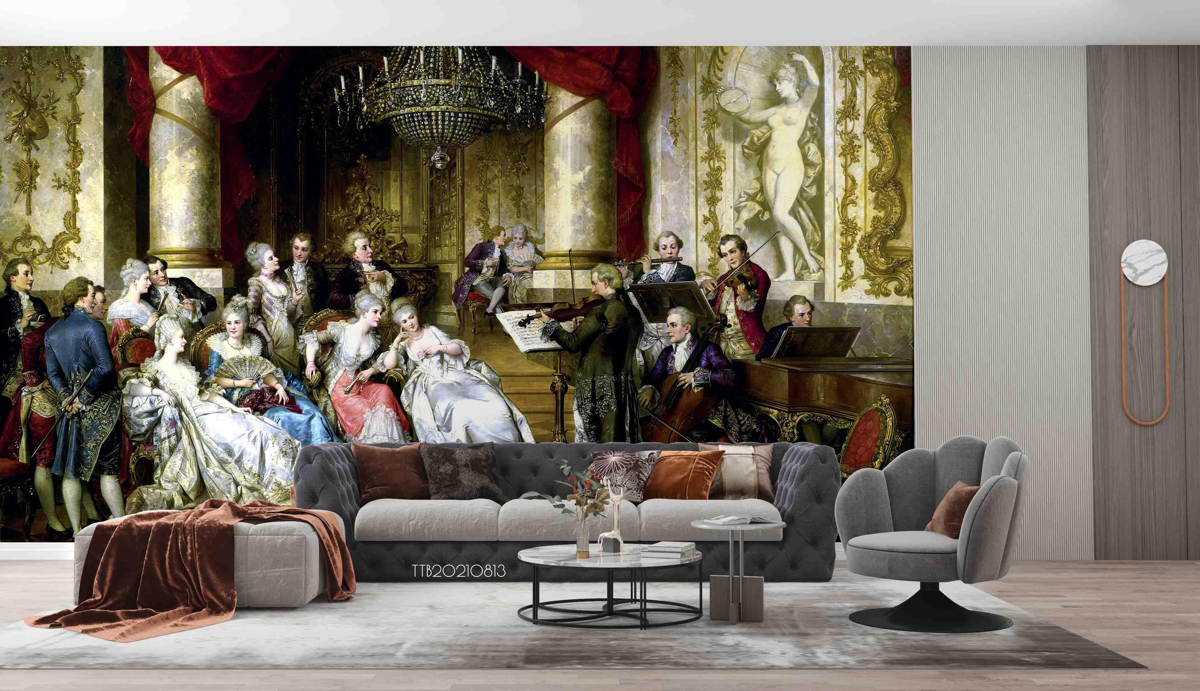 3D European Style Oil Painting Palace Lady Concert Wall Mural Wallpaper SWW5090- Jess Art Decoration