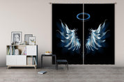 3D Wing Feather Pattern Aperture Curtains and Drapes GD 4848- Jess Art Decoration