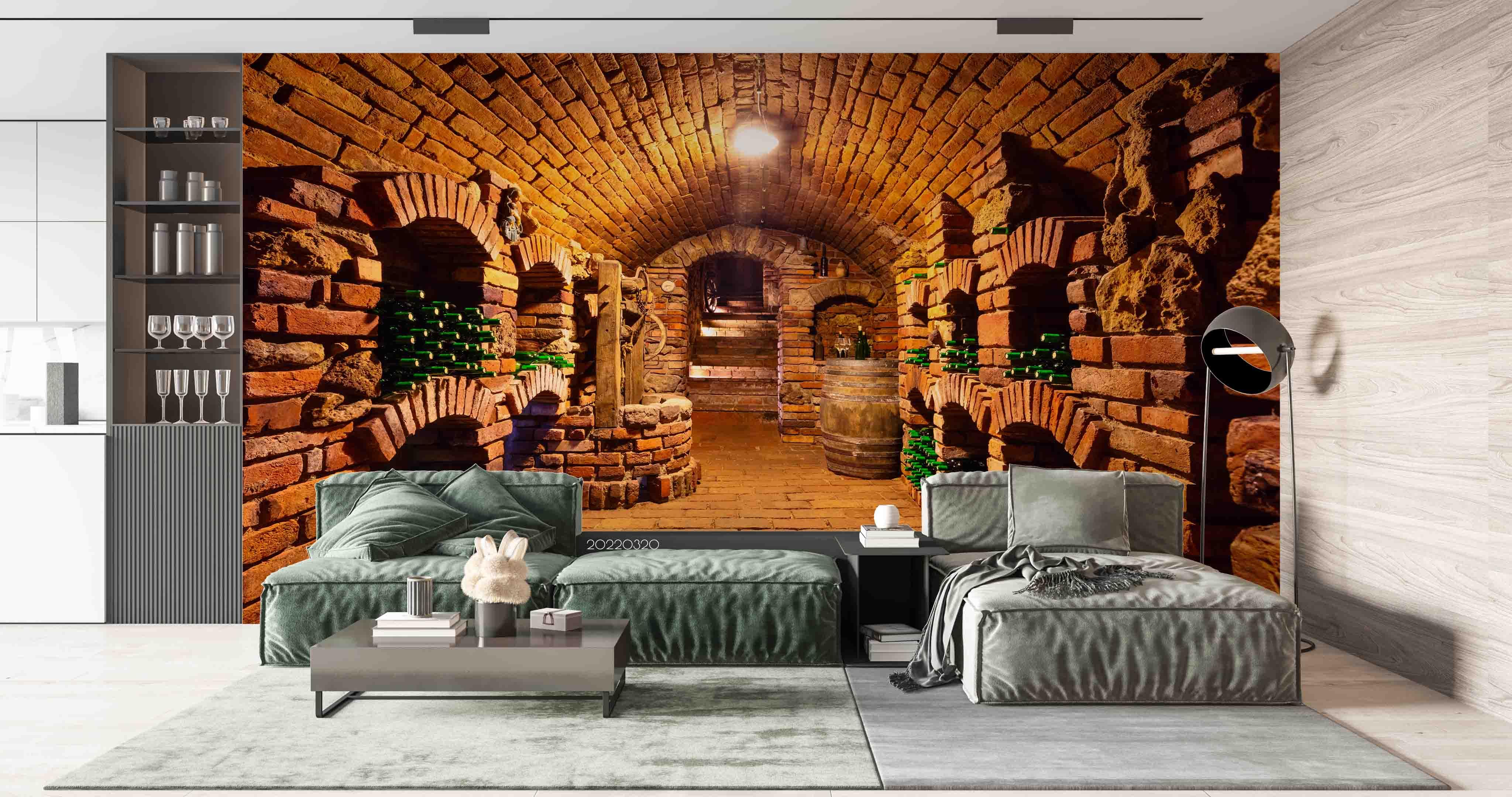 3D Brick Building Wine Bottle Wall Mural Wallpaper GD 3754- Jess Art Decoration