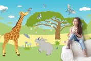 3D Giraffe Cartoon Wall Mural Wallpaper 18- Jess Art Decoration
