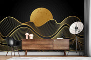 3D Gradient Golden Linear Moon Wall Mural Wallpaper SWW503- Jess Art Decoration