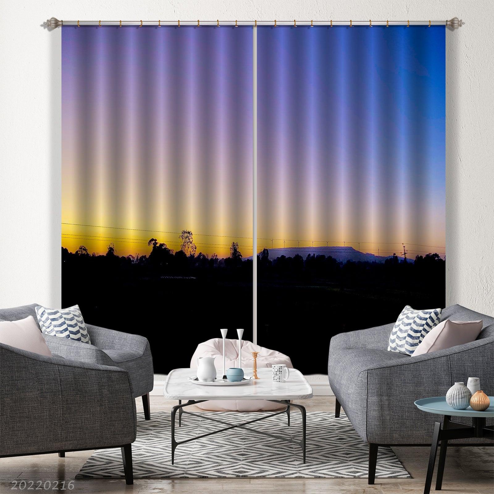 3D Countryside Tree Sunrise Scenery Curtains and Drapes GD 1992- Jess Art Decoration