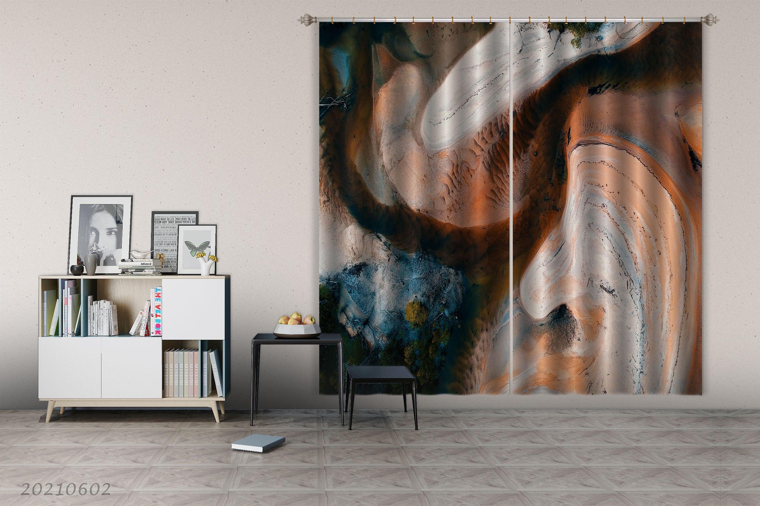 3D Abstract Aerial View Desert Curtains and Drapes GD 558- Jess Art Decoration