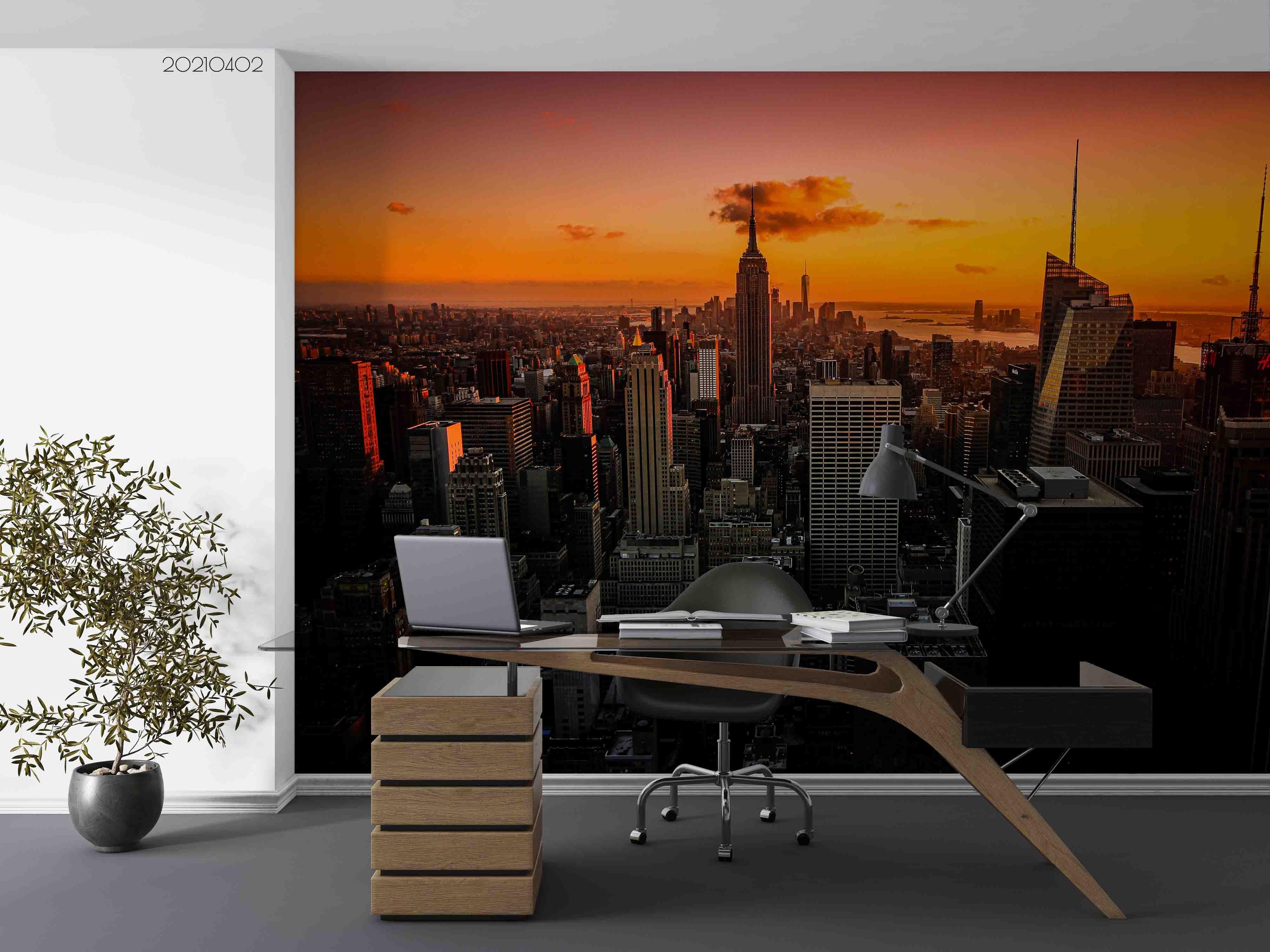 3D Architecture City Sunset Sky Wall Mural Wallpaper LQH 105- Jess Art Decoration