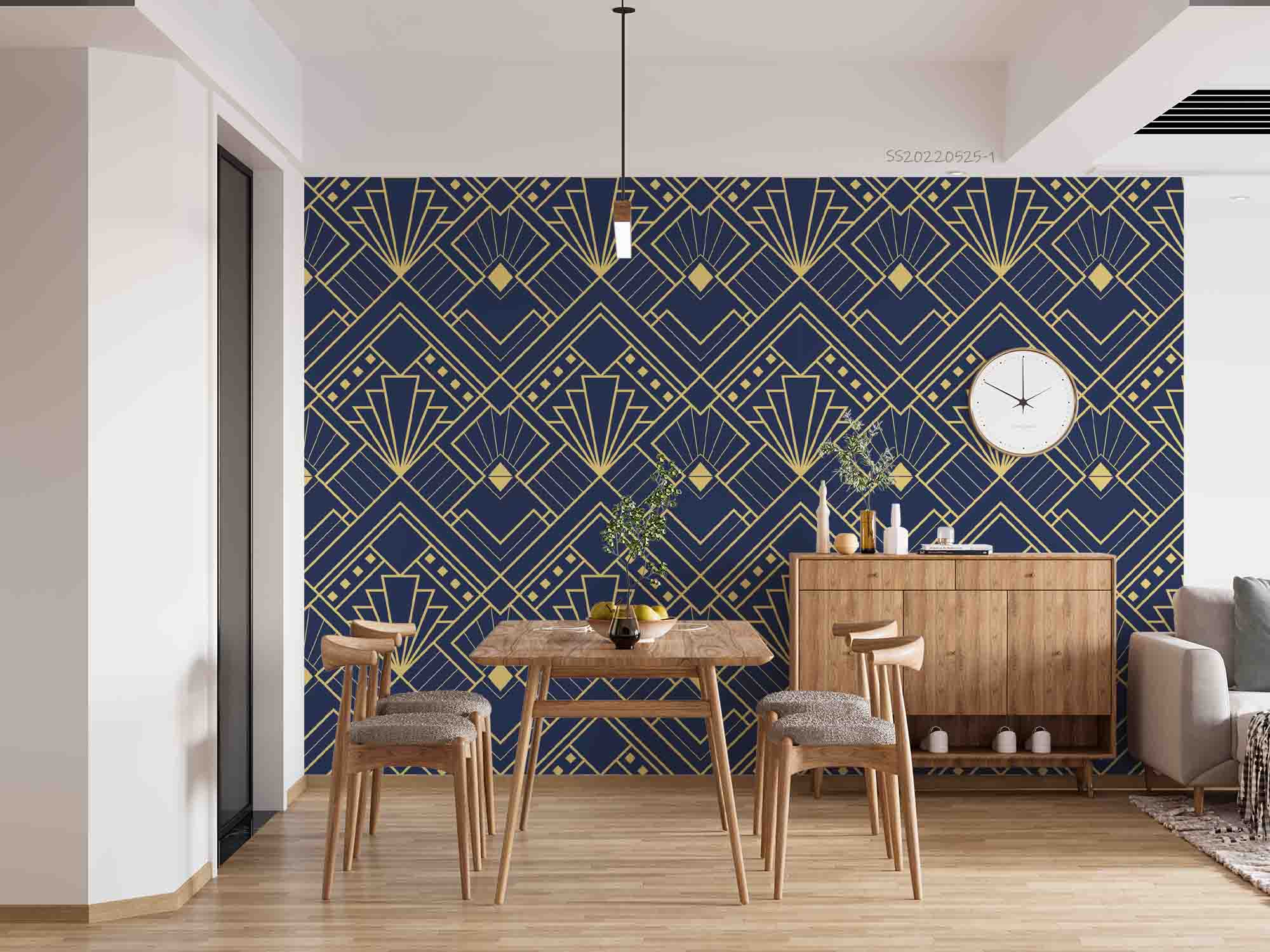 3D Geometric Gold Line Pattern Wall Mural Wallpaper GD 4818- Jess Art Decoration