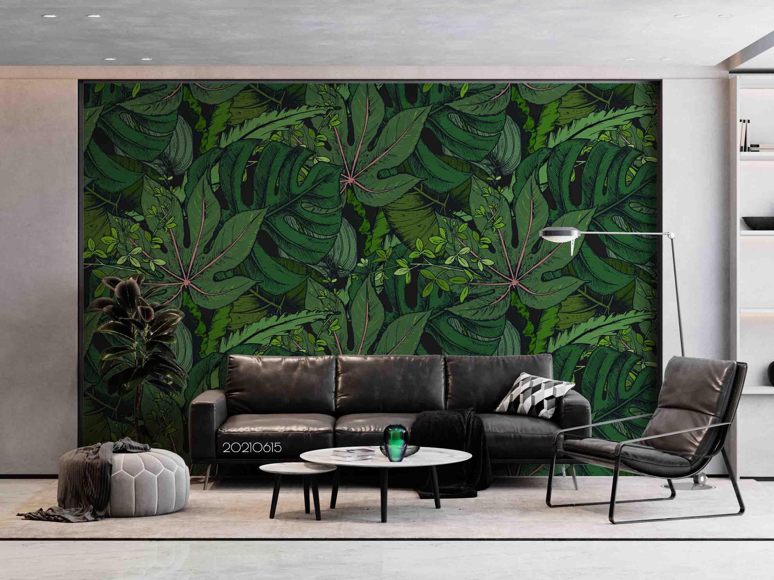 3D Vintage Tropics Plant Palm Pattern Seamless Wall Mural Wallpaper SWW2501- Jess Art Decoration