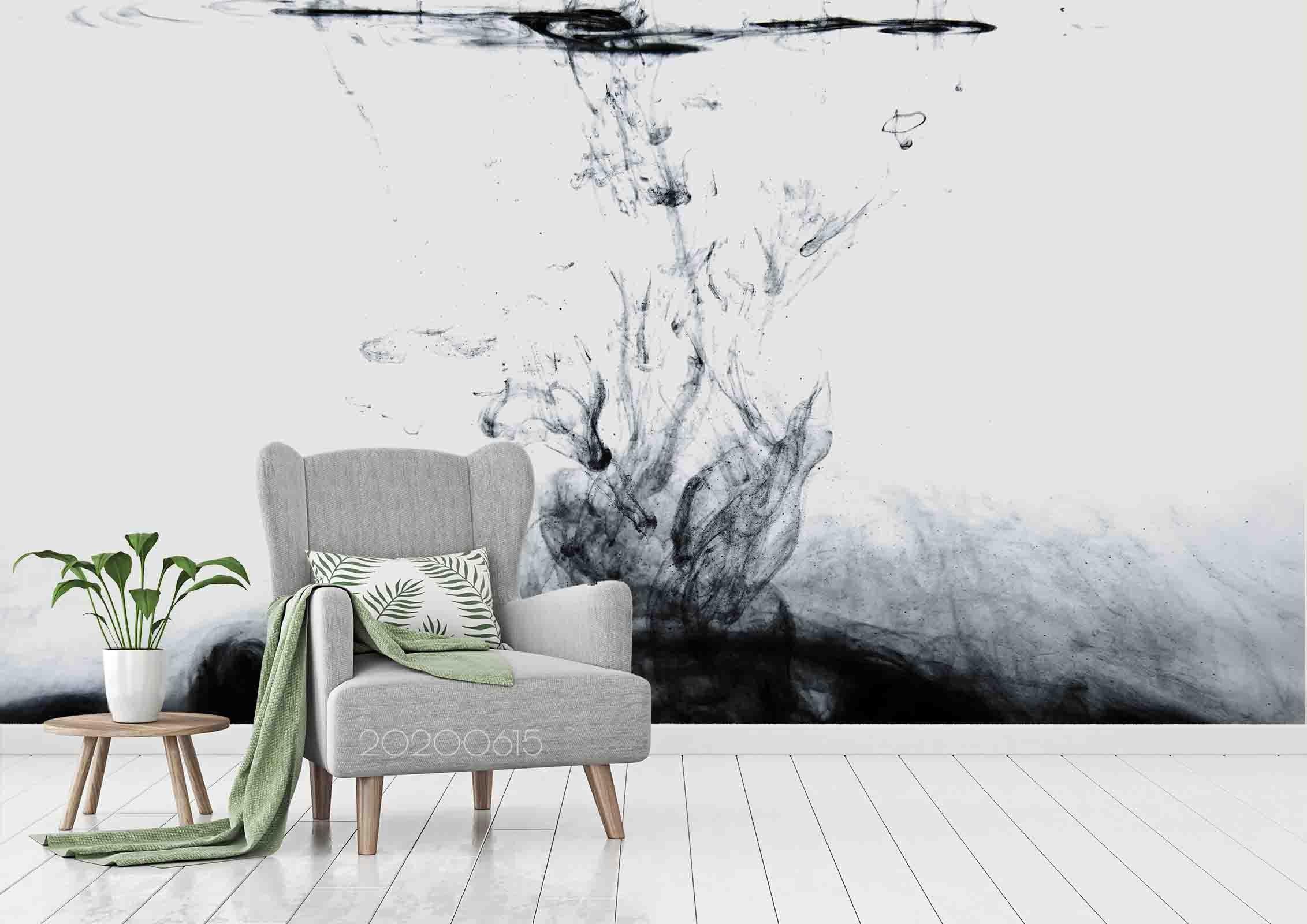 3D Black Streamy Ink Wall Mural Wallpaper LXL 48- Jess Art Decoration