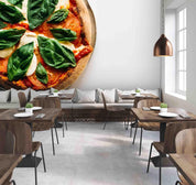3D White Walls Huge Pizza Green Leaves Wall Mural Wallpaper SWW13- Jess Art Decoration
