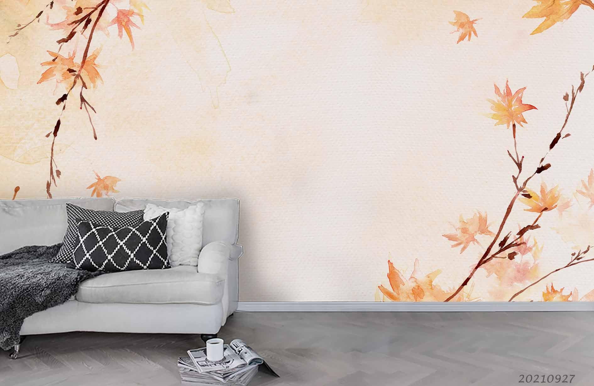 3D Autumn Maple Leaf Wall Mural Wallpaper LQH 226- Jess Art Decoration