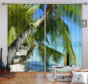 3D Coconut Tree Sea Beach Skyline Scenery Curtains and Drapes GD 3040- Jess Art Decoration