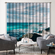 3D Turquoise Sea Wave Reef Curtains and Drapes GD 282- Jess Art Decoration