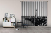 3D Lighthouse Reef Road Sea Seagull Curtains and Drapes GD 457- Jess Art Decoration