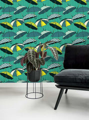 3D Umbrella Green Wall Mural Wallpaper 75- Jess Art Decoration