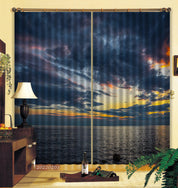 3D Sea Black Cloud Gold Sunlight Curtains and Drapes GD 1148- Jess Art Decoration