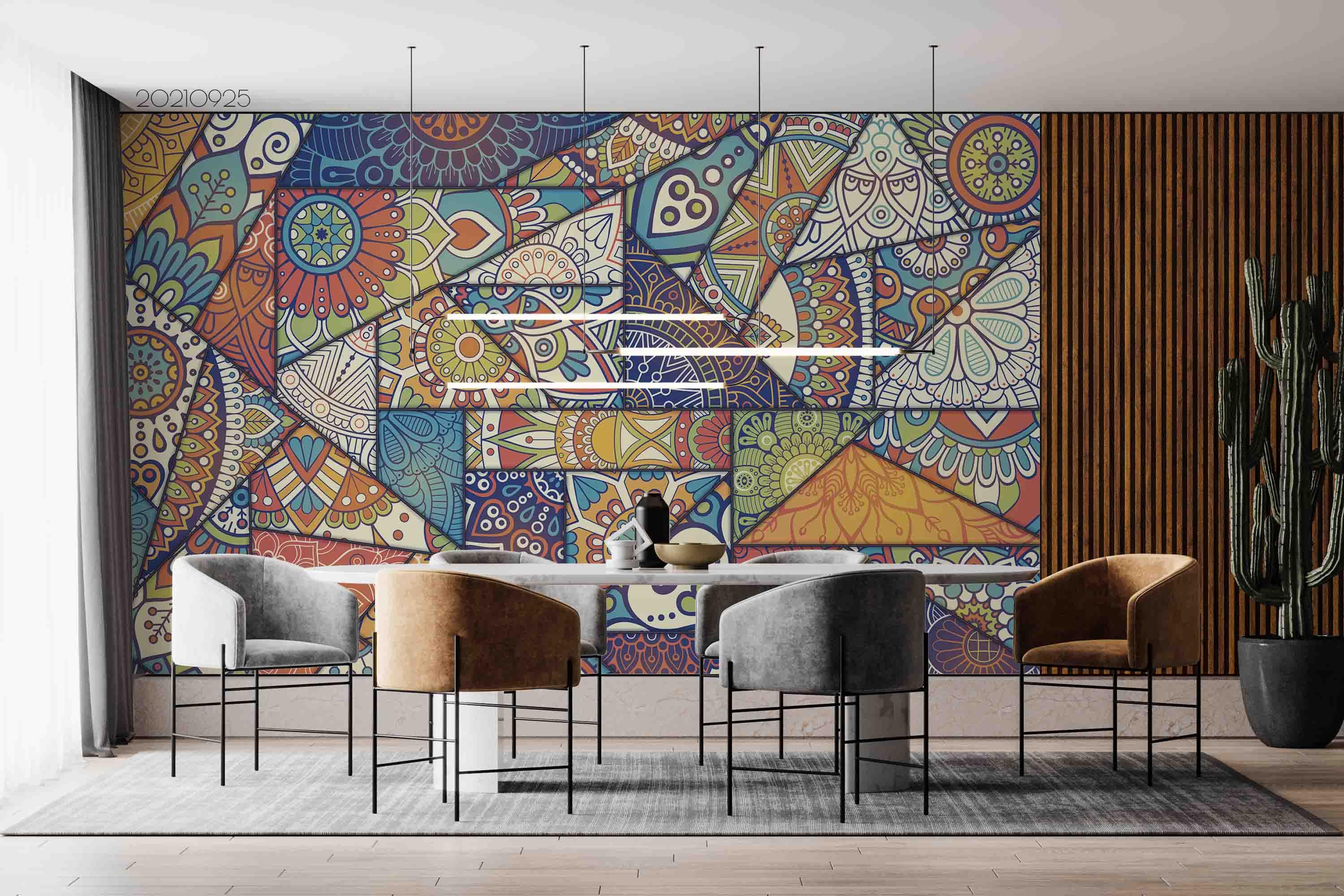 3D Abstract Geometric Color Floral Wall Mural Wallpaper LQH 252- Jess Art Decoration
