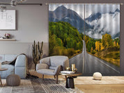 3D Mountain Forest Road Fog Landscape Curtains and Drapes LQH 215- Jess Art Decoration