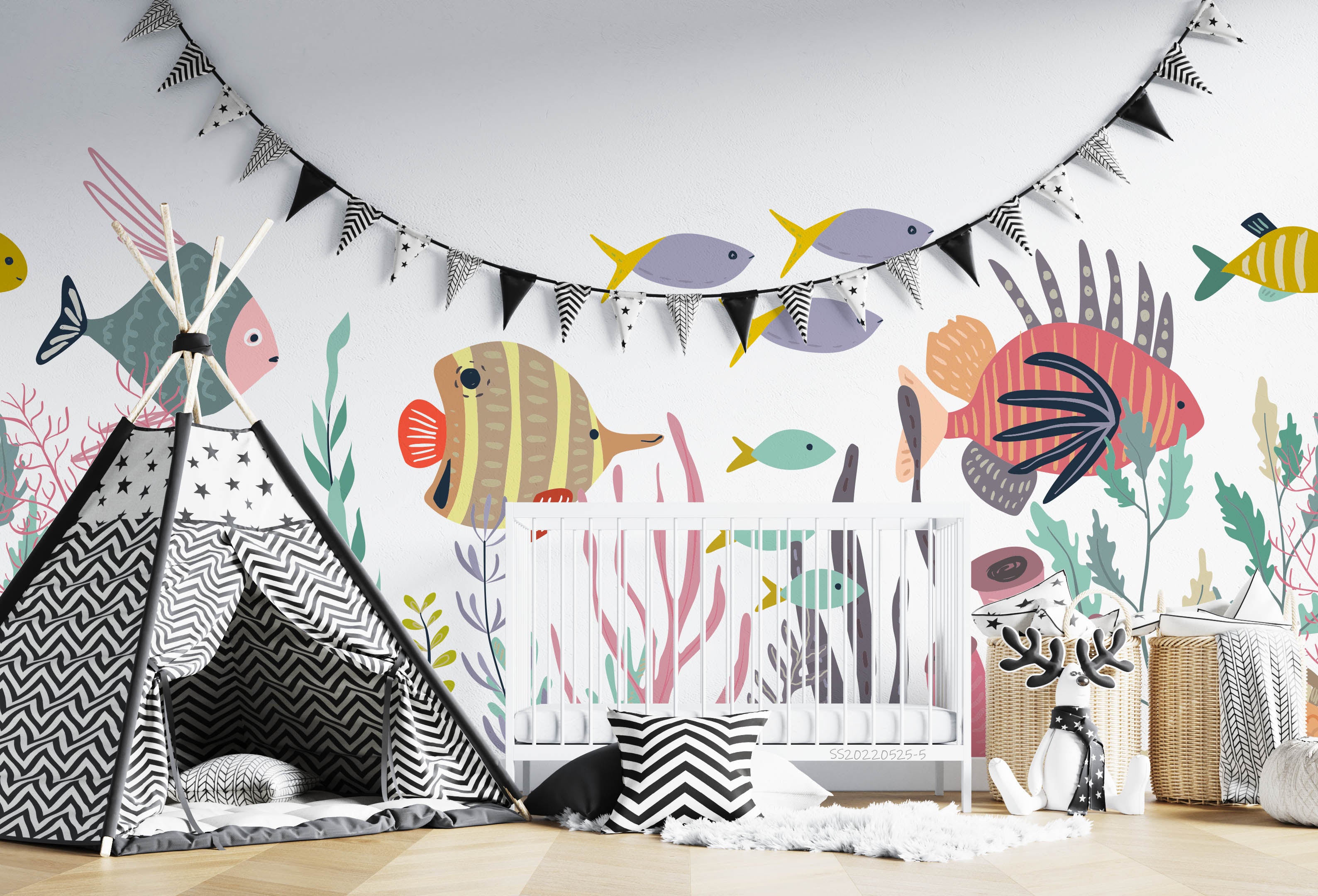 3D Cartoon Underwater World Fish Coral Wall Mural Wallpaper GD 892- Jess Art Decoration