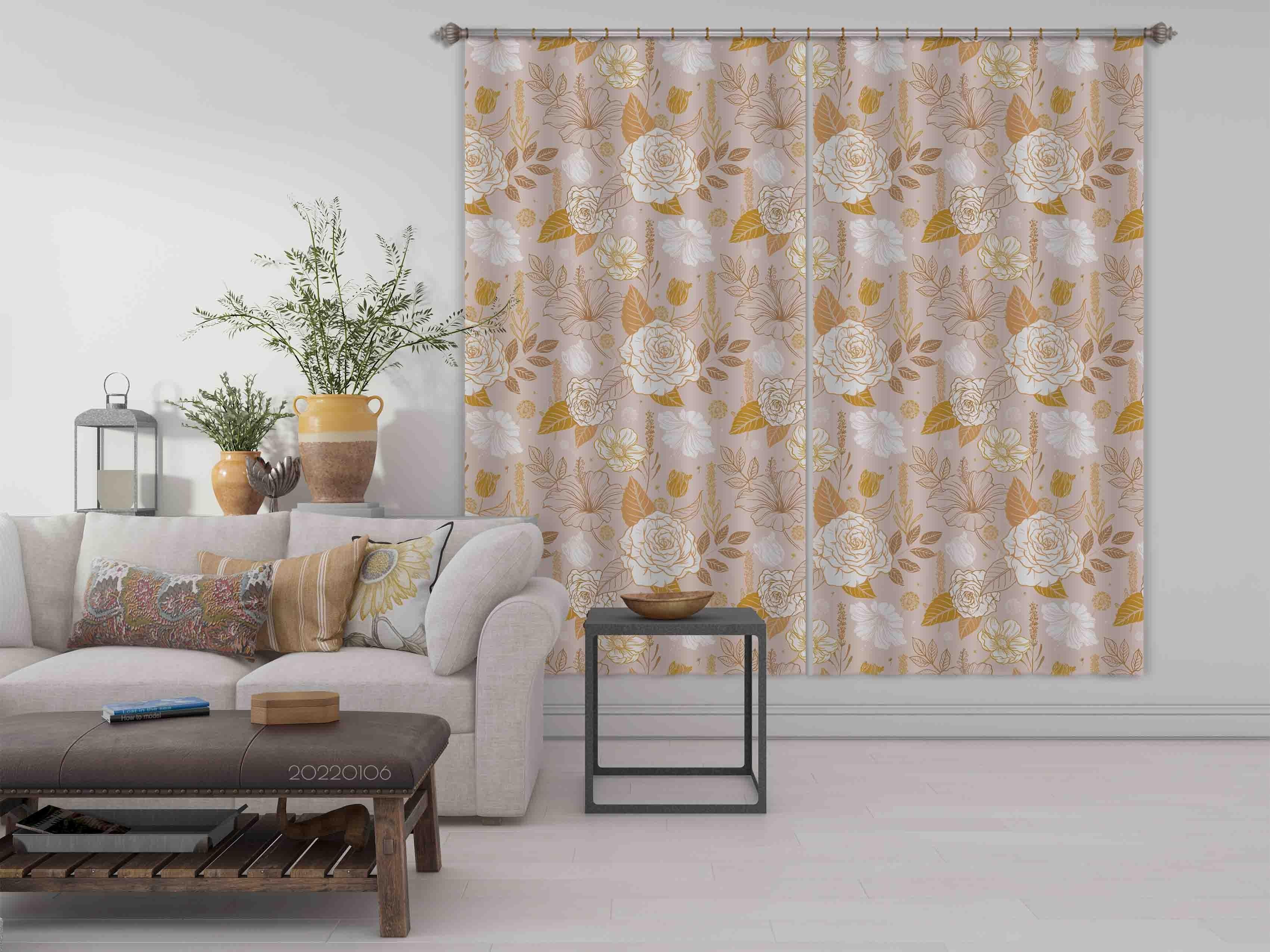 3D Vintage Flower Plant Pattern Curtains and Drapes GD 218- Jess Art Decoration