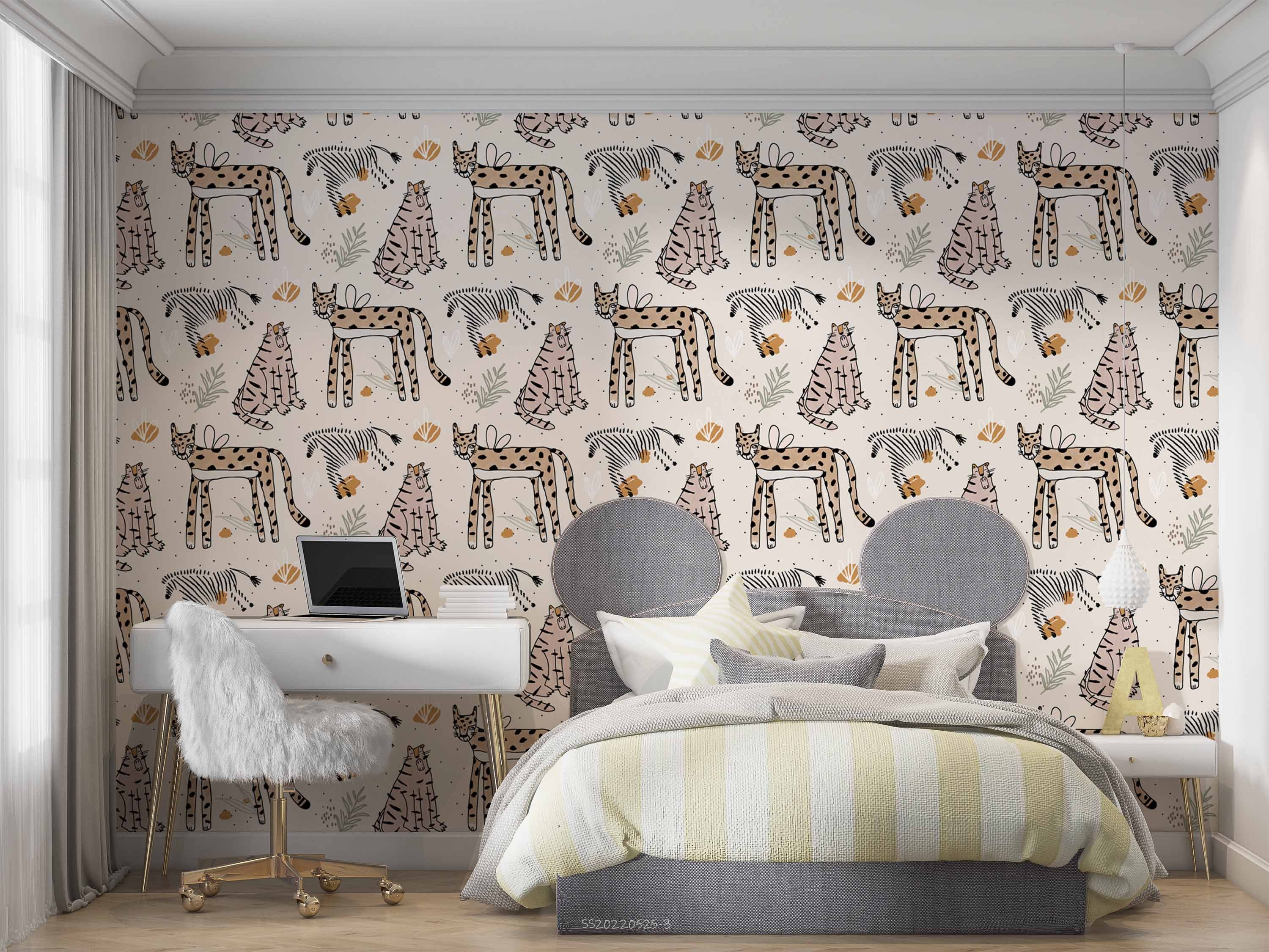 3D Abstract Tropical Animal Leopard Zebra Wall Mural Wallpaper GD 242- Jess Art Decoration