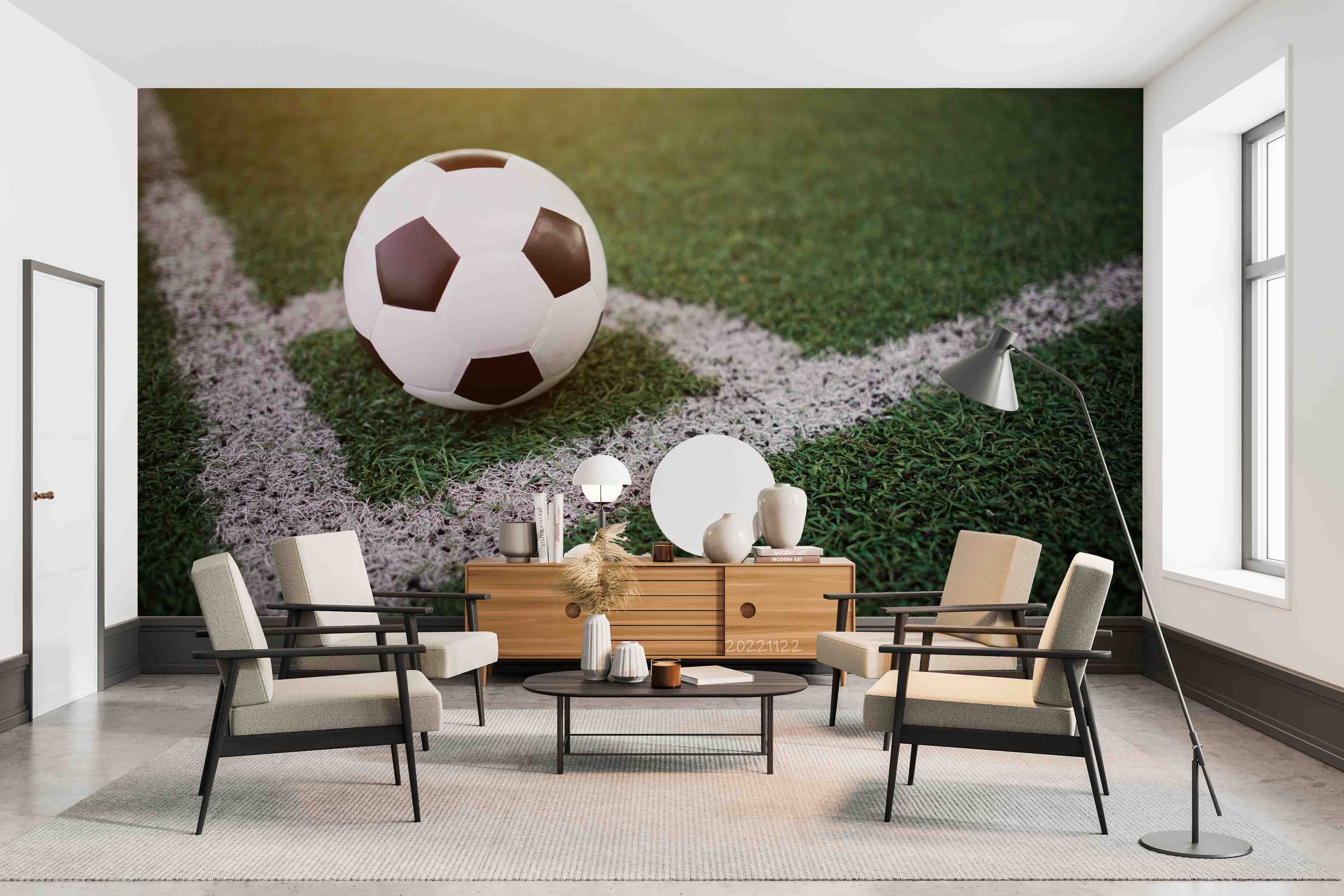 3D Soccer White Line Stadium Wall Mural Wallpaper GD 2508- Jess Art Decoration