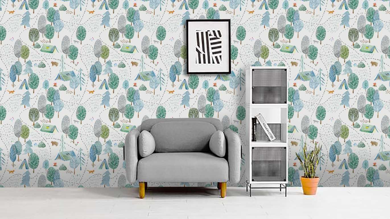 3D Green Tree Wall Mural Wallpaper 26- Jess Art Decoration