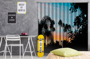 3D Tropical Plants Trees Sunrise Scenery Curtains and Drapes GD 1990- Jess Art Decoration