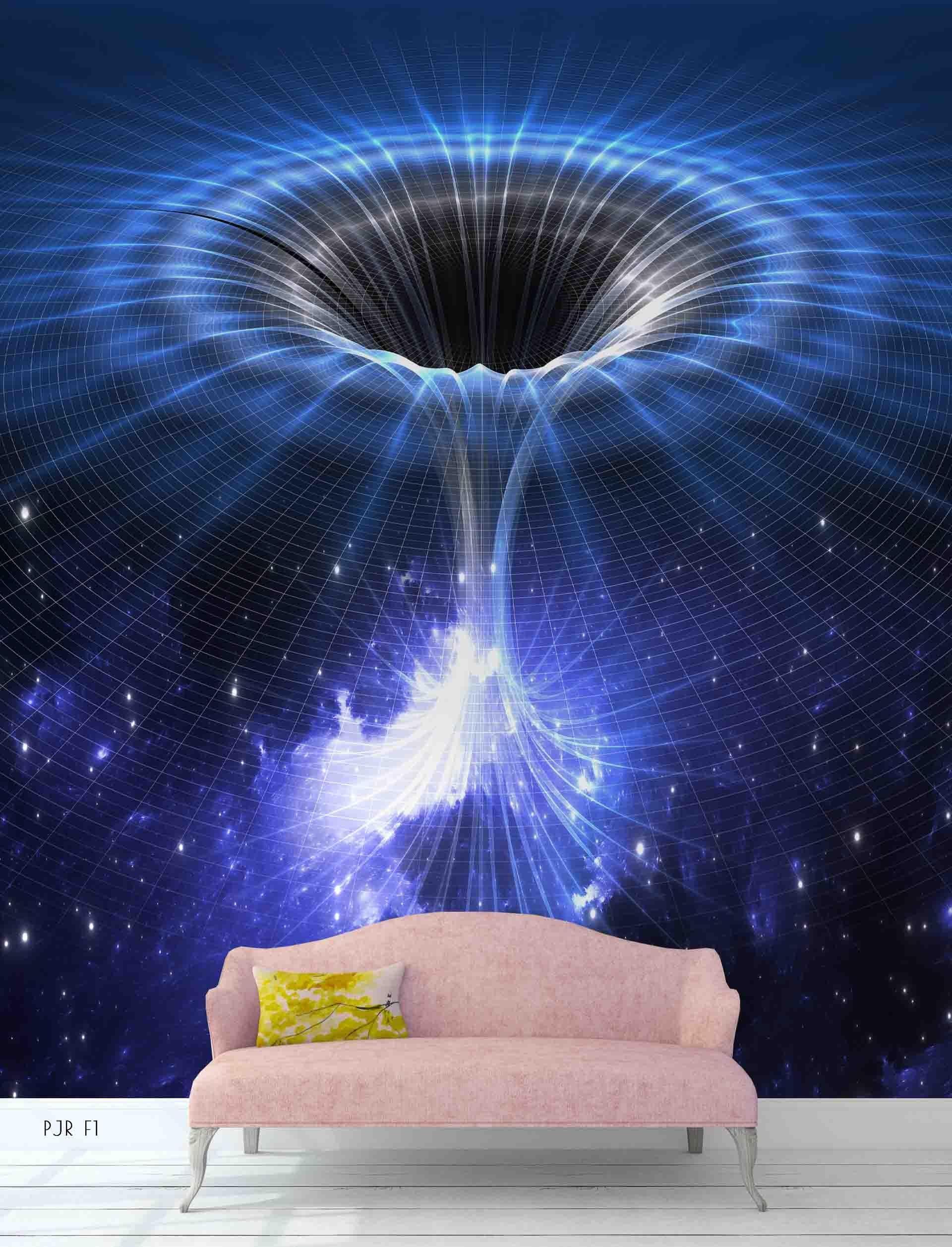 3D Blue Line Space Light Wall Mural Wallpaper WJ 1364- Jess Art Decoration