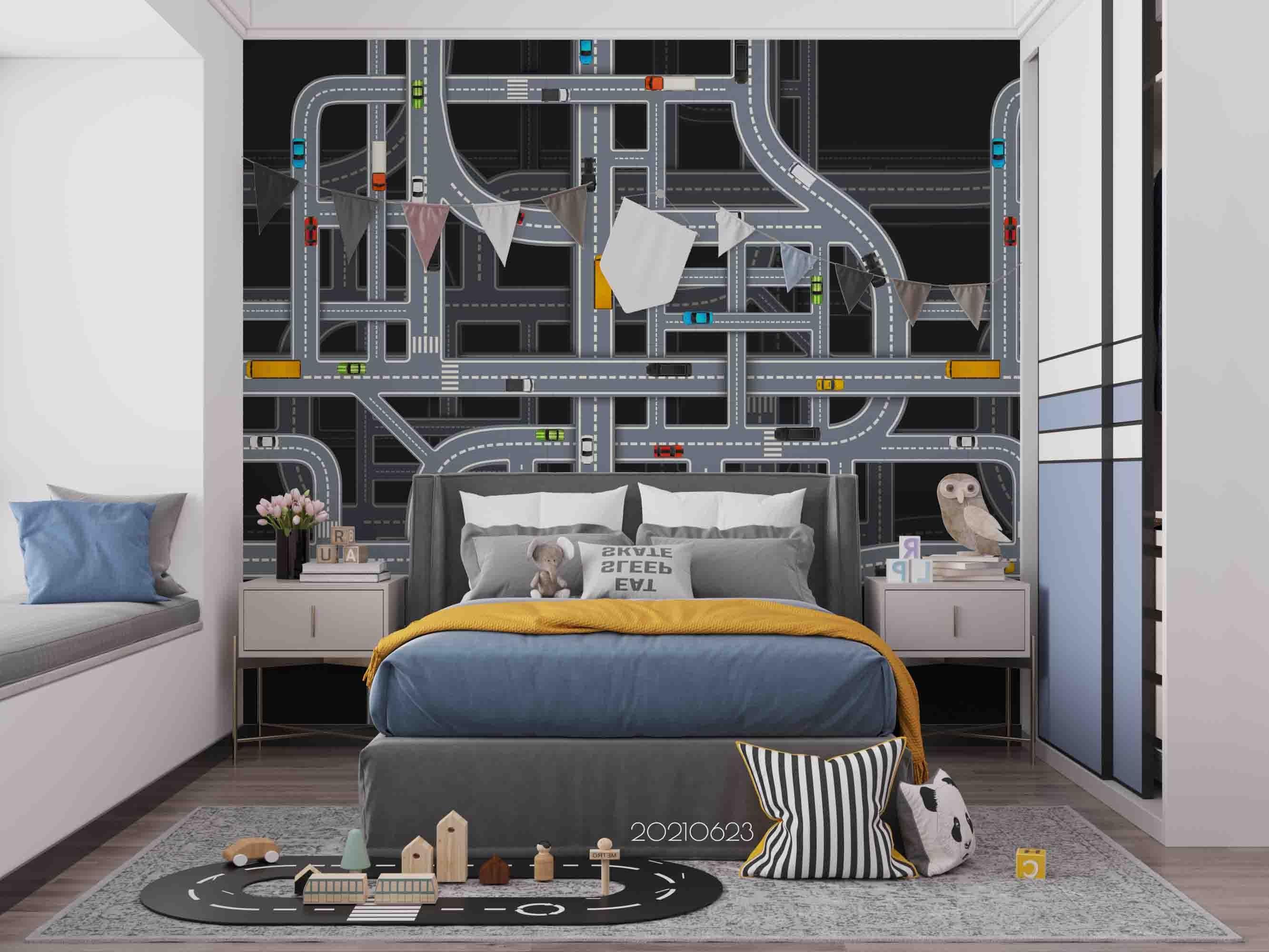 3D City Traffic Map Wall Mural Wallpaper LQH 20- Jess Art Decoration