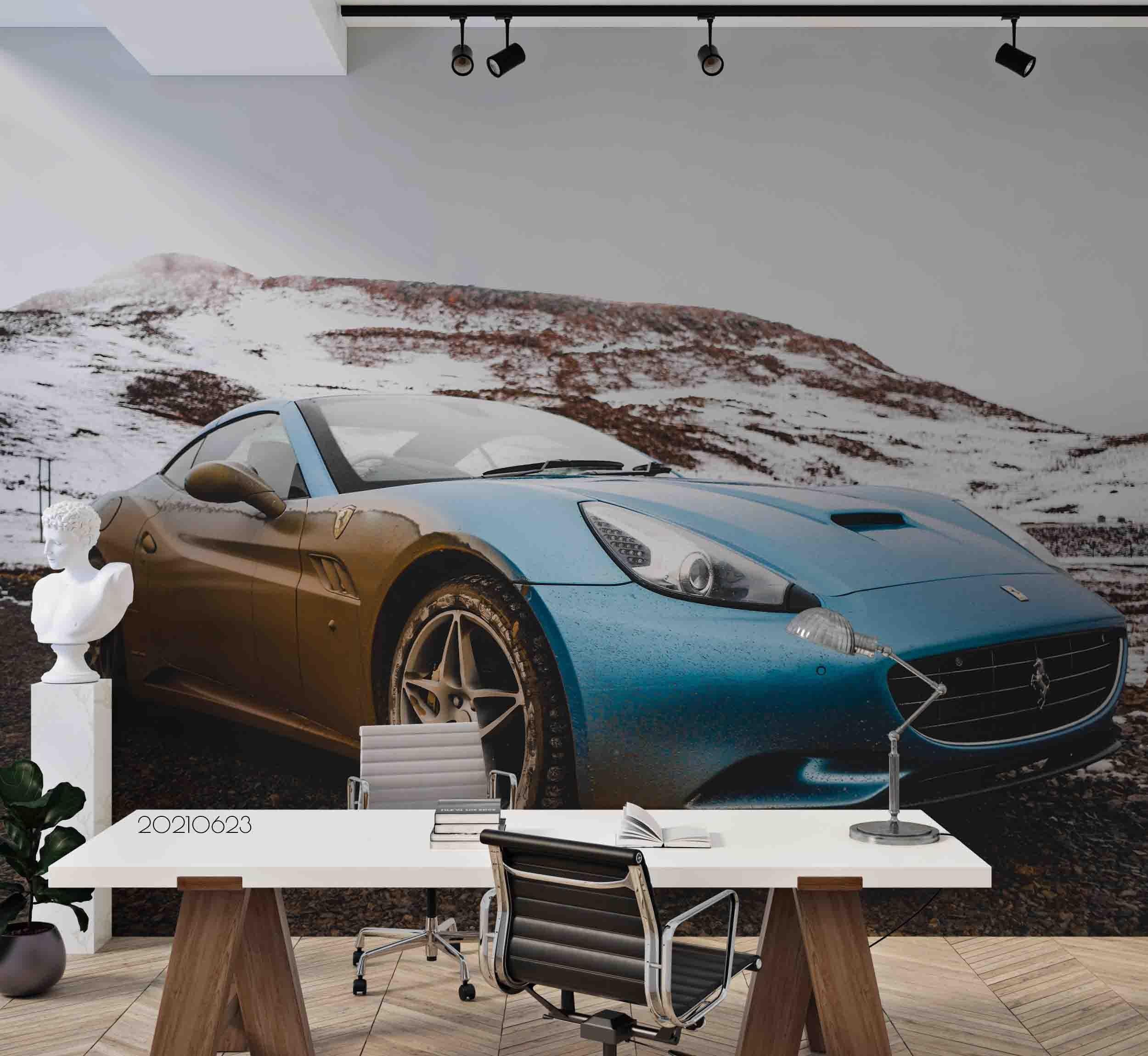 3D Snow Mountain Sports Car Wall Mural Wallpaper LQH 10- Jess Art Decoration