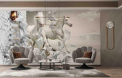 3D Stereo White Horse Brick Wall Mural WallpaperSWW5136- Jess Art Decoration