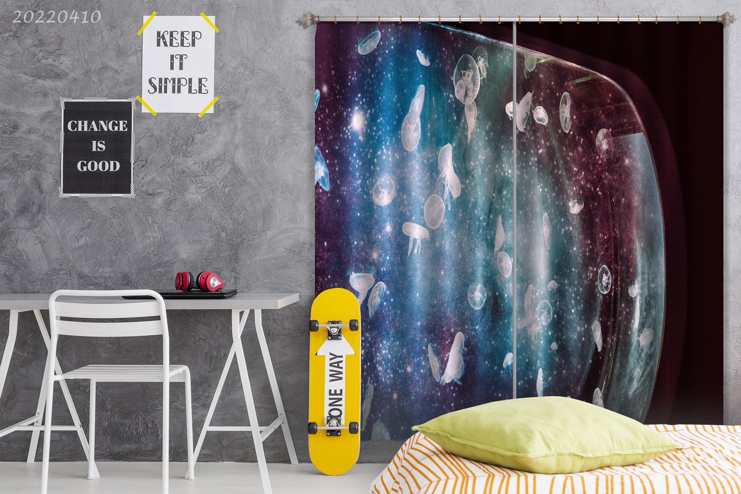 3D Jellyfish Aquarium Sea Water Curtains and Drapes GD 3909- Jess Art Decoration