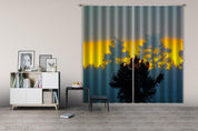 3D Woods Golden Sunbeam Misty Curtains and Drapes GD 2210- Jess Art Decoration