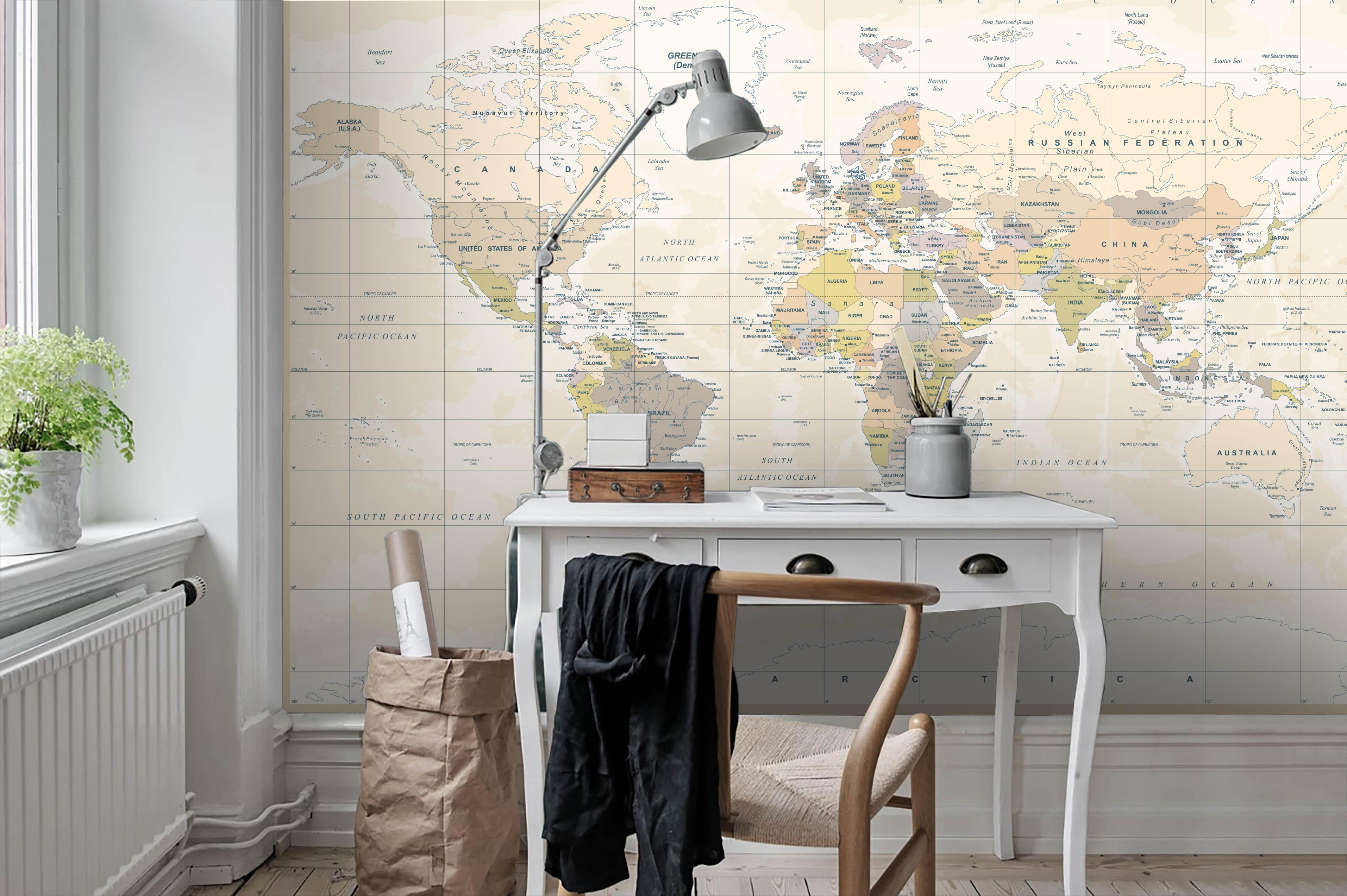 3D World Map Wall Wall Mural Wallpaper LQH 45- Jess Art Decoration